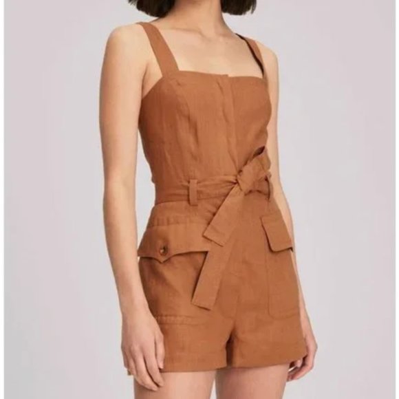 A.L.C. Pants - ALC Gilmour Linen Jumpsuit Romper Size 8 in Cafe